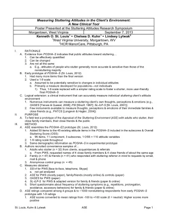 Measuring Stuttering Attitudes in the Clients Environment:  A New Clinical Tool  Poster