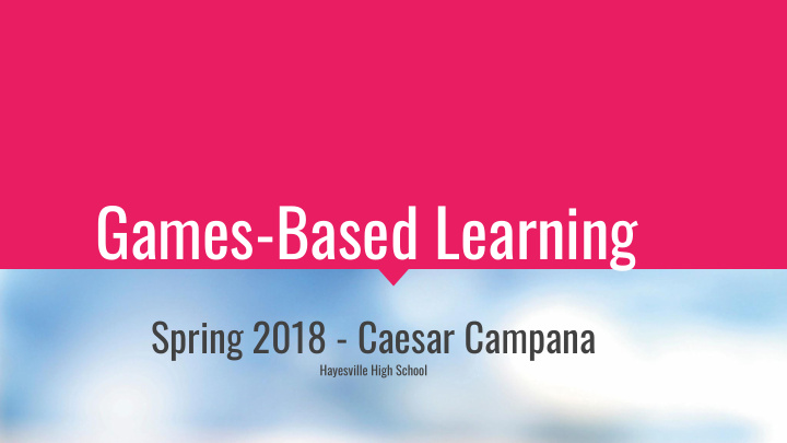 games based learning