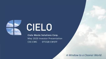 A Window to a Cleaner World.  Disclaimer  Disclaimer  This presentation contains certain statements