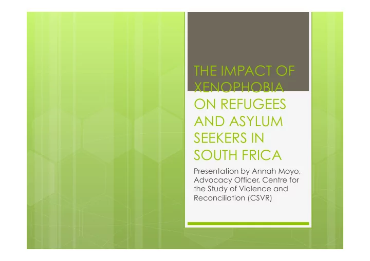 the impact of xenophobia on refugees and asylum seekers
