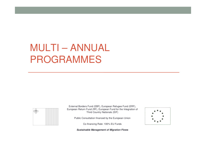 multi annual programmes