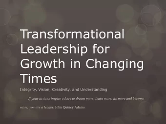 Leadership for  Growth in Changing  Times  Integrity, Vision, Creativity, and Understanding  If