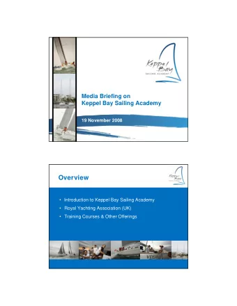 Overview   Introduction to Keppel Bay Sailing Academy   Royal Yachting Association (UK)