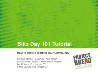 Blitz Day 101 Tutorial  How to Make It Work In Your Community  Kimberly Cohen, Hockomock Area YMCA