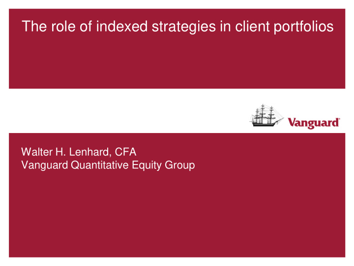 the role of indexed strategies in client portfolios
