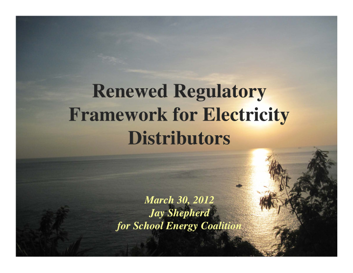 renewed regulatory framework for electricity distributors