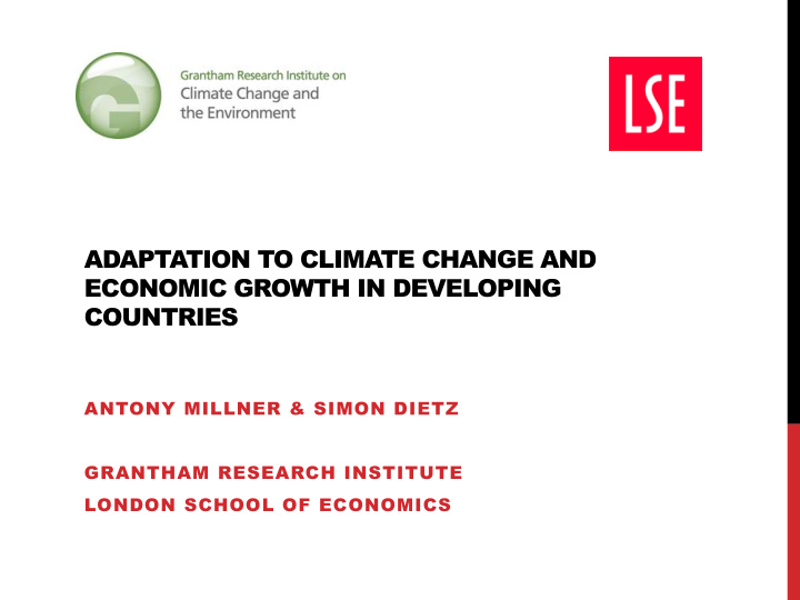 adaptation to climate change and economic growth in
