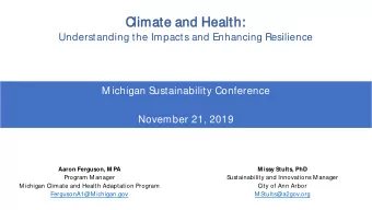 Clim  imate a  and H  Hea  ealt  lth:  :  Understanding the Impacts and Enhancing Resilience  M