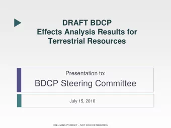 BDCP Steering Committee  July 15, 2010  PRELIMINARY DRAFT  NOT FOR DISTRIBUTION  Terrestrial
