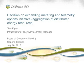 Decision on expanding metering and telemetry  options initiative (aggregation of distributed