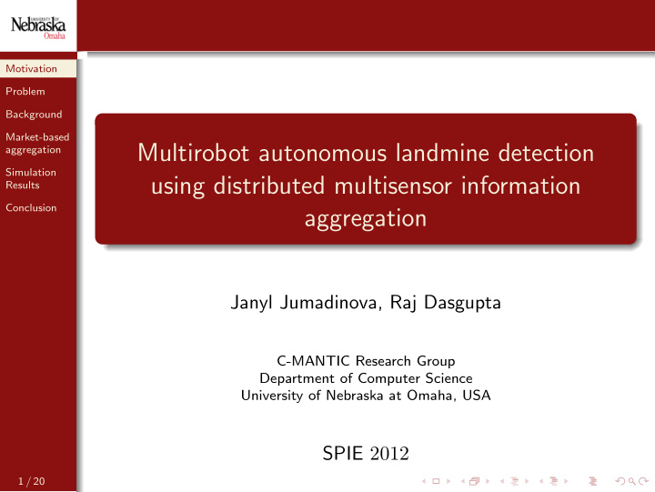 multirobot autonomous landmine detection
