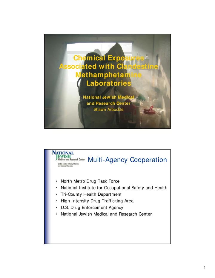 chemical exposures associated with clandestine associated