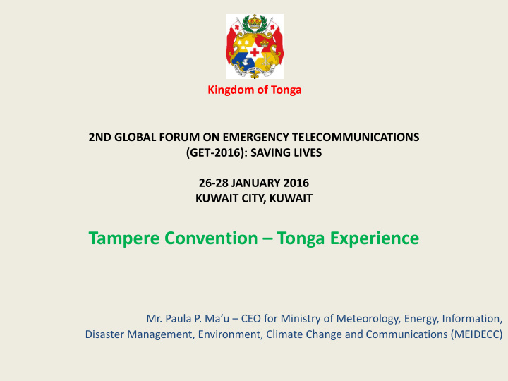 tampere convention tonga experience