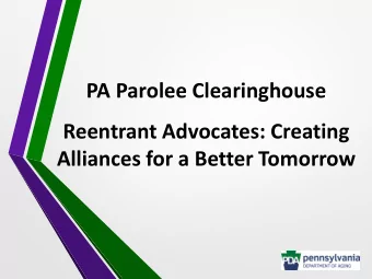 Alliances for a Better Tomorrow  Our Goal o Reduce the rate of recidivism    Getting to know