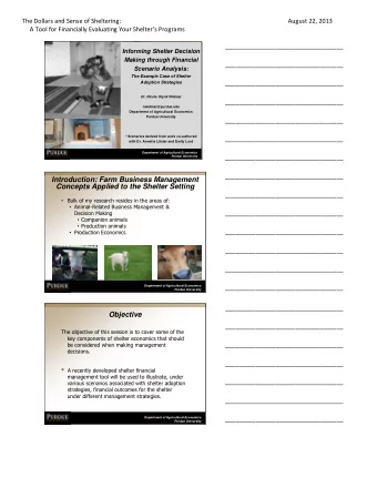 Concepts Applied to the Shelter Setting  ___________________________________  Bulk of my