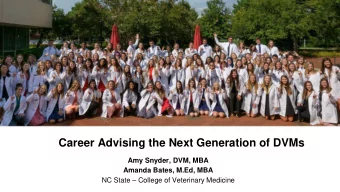 Career Advising the Next Generation of DVMs  Amy Snyder, DVM, MBA  Amanda Bates, M.Ed, MBA NC State