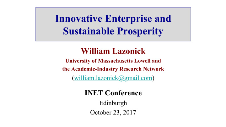 innovative enterprise and sustainable prosperity
