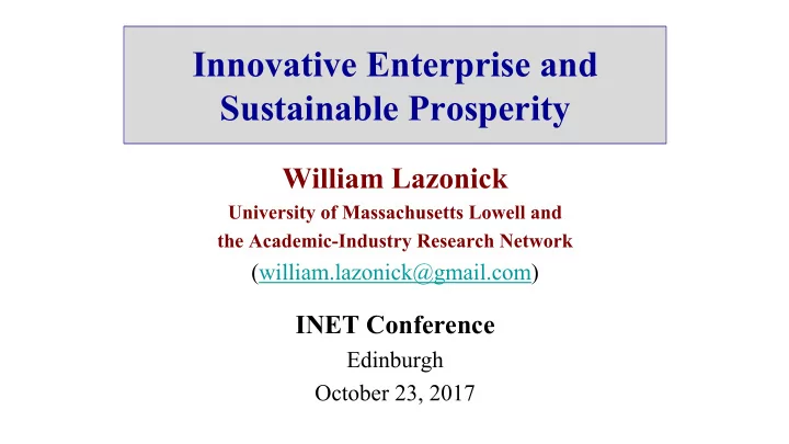 innovative enterprise and sustainable prosperity