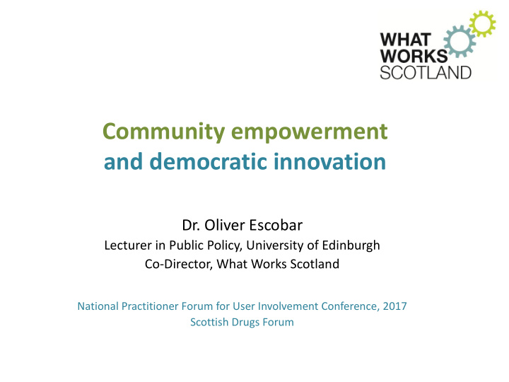 community empowerment and democratic innovation