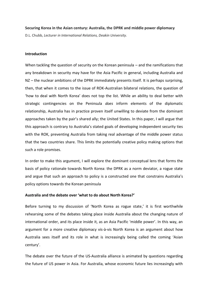 securing korea in the asian century australia the dprk