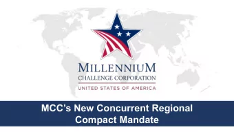 MCCs New Concurrent Regional  Compact Mandate  1  Regional Compact Context  MCCs New Mandate