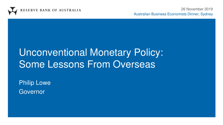 unconventional monetary policy