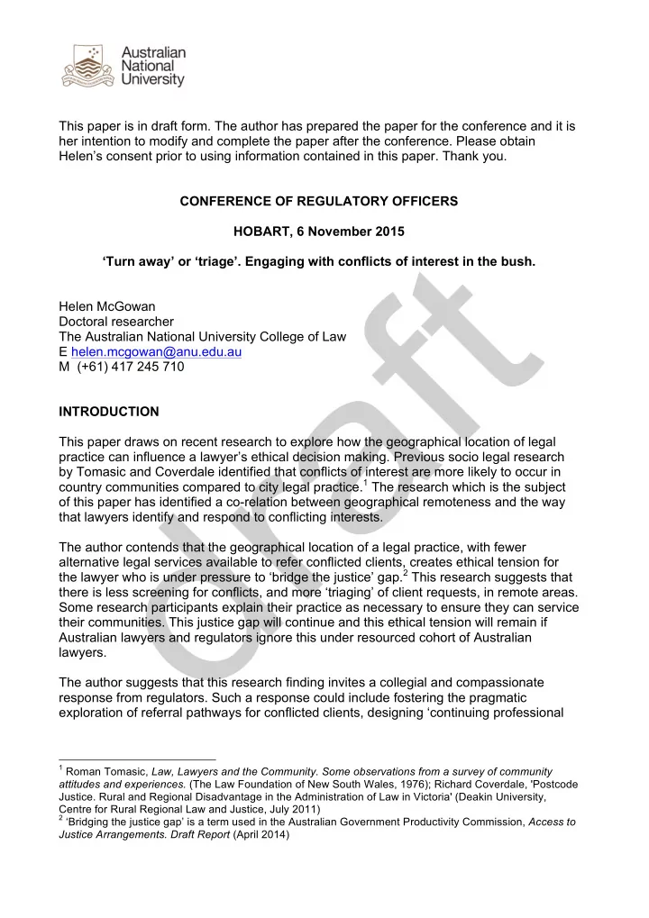 this paper is in draft form the author has prepared the