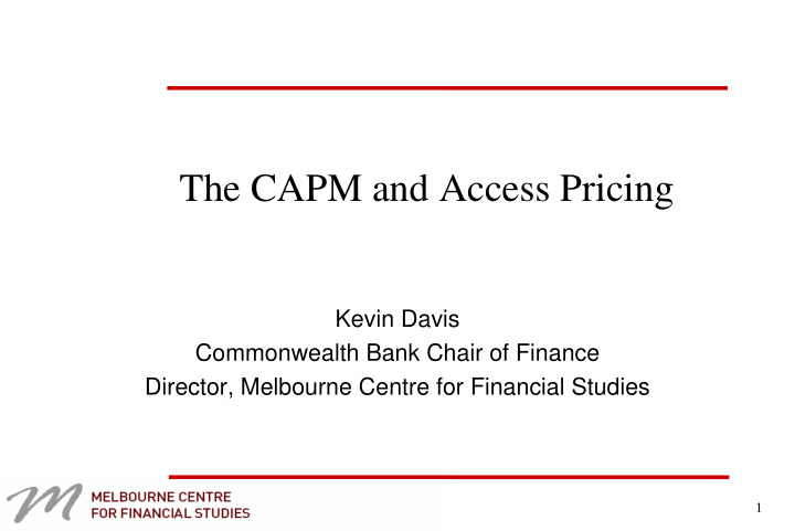 the capm and access pricing