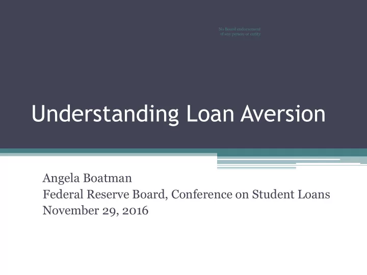 understanding loan aversion
