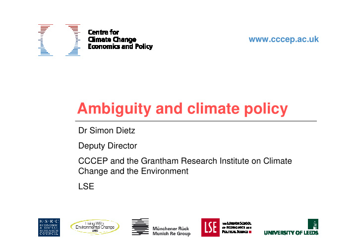 ambiguity and climate policy