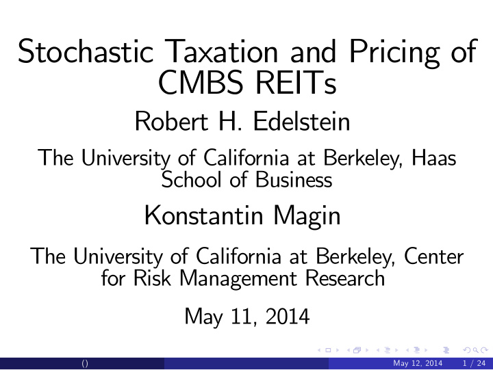 stochastic taxation and pricing of cmbs reits
