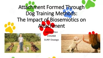 Dog Training Methods:  The Im  Impact of Bio  iosemiotics on  Attachment  Alesha Pilon  COG468