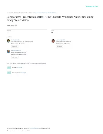 Comparative Presentation of Real-Time Obstacle Avoidance Algorithms Using  Solely Stereo Vision