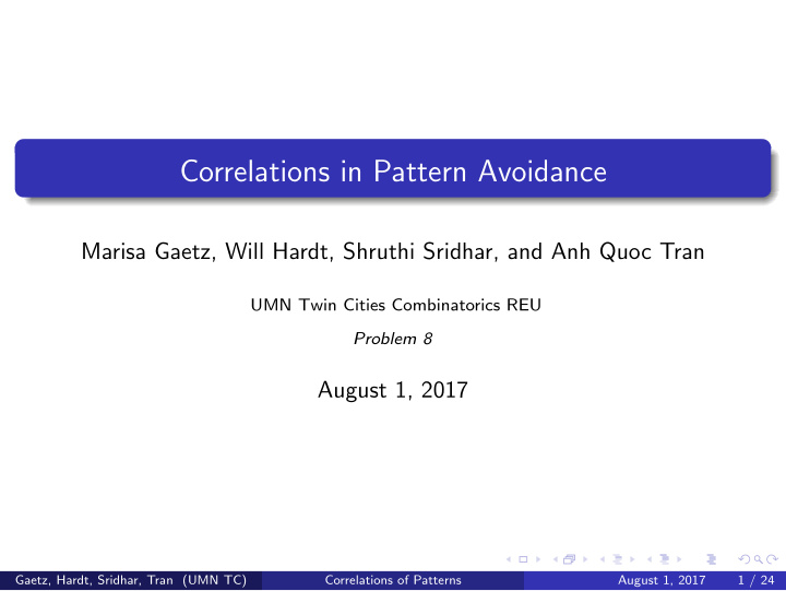 correlations in pattern avoidance
