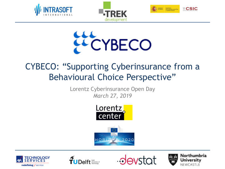 cybeco supporting cyberinsurance from a behavioural