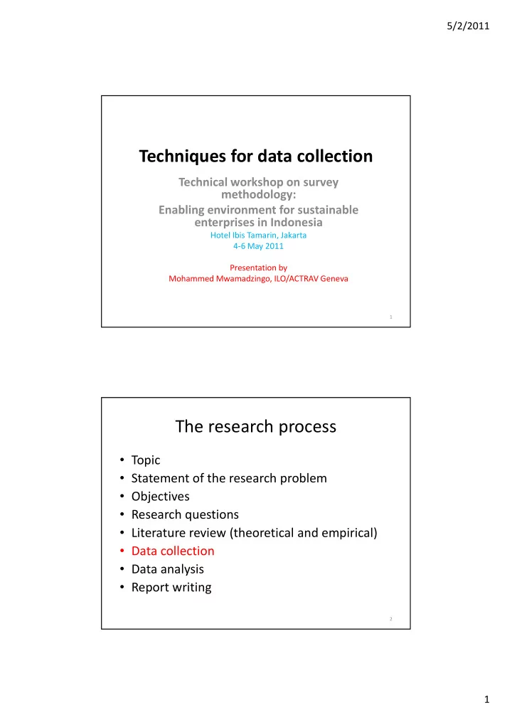 techniques for data collection