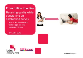 From offline to online:  Retaining quality while  transferring an  established survey  ASC - Smart