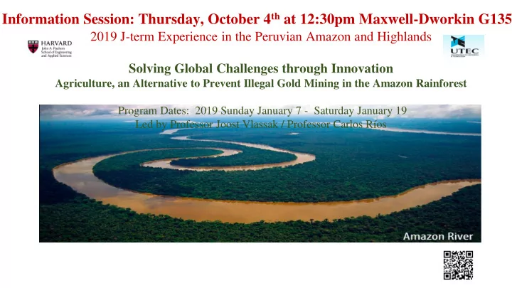 information session thursday october 4 th at 12 30pm