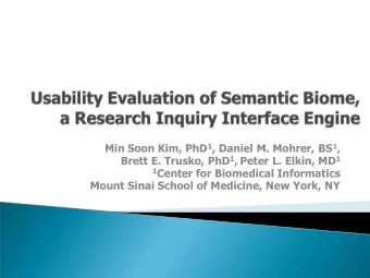 1 Center for Biomedical Informatics  Mount Sinai School of Medicine, New York, NY  Goals