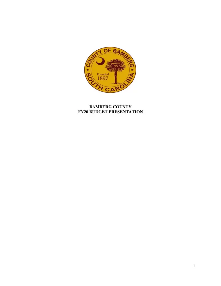 bamberg county fy20 budget presentation