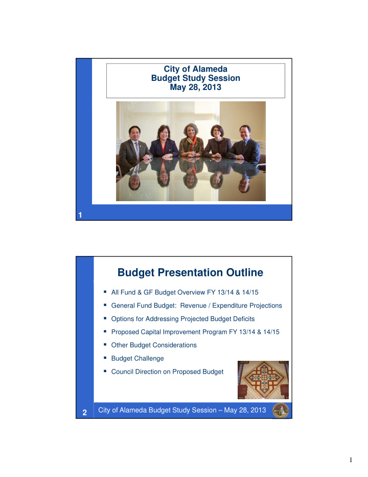 budget presentation outline