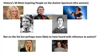 Historys 30 Most Inspiring People on the Autism Spectrum (the women) Not on the list but perhaps