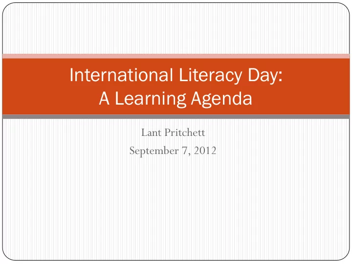international literacy day a learning agenda