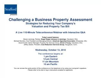 Challenging a Business Property Assessment  Strategies for Reducing Your Company's  Strategies for