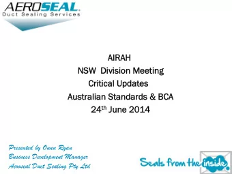 AIR  IRAH  NSW  Di  Division M  n Meeting  ng  Critical Up  l Updates  Australi  lian S  n Stand