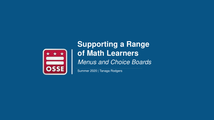 supporting a range of math learners