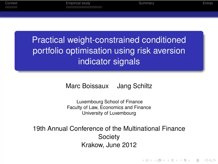 practical weight constrained conditioned portfolio