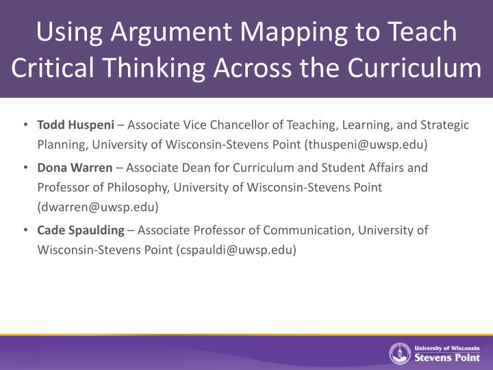 using argument mapping to teach critical thinking across