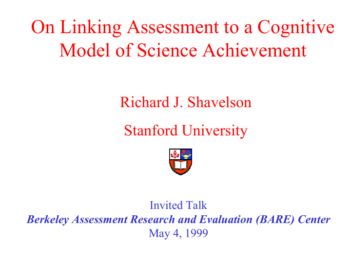on linking assessment to a cognitive model of science