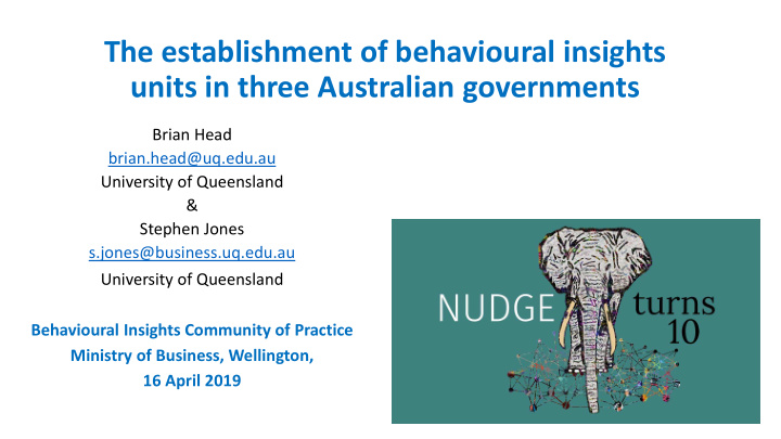 units in three australian governments